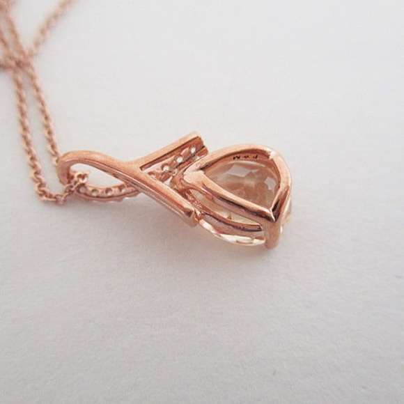 Macy's Rose Gold Pear Shaped Stone Pendant - Sterling Silver - Picture 8 of 9